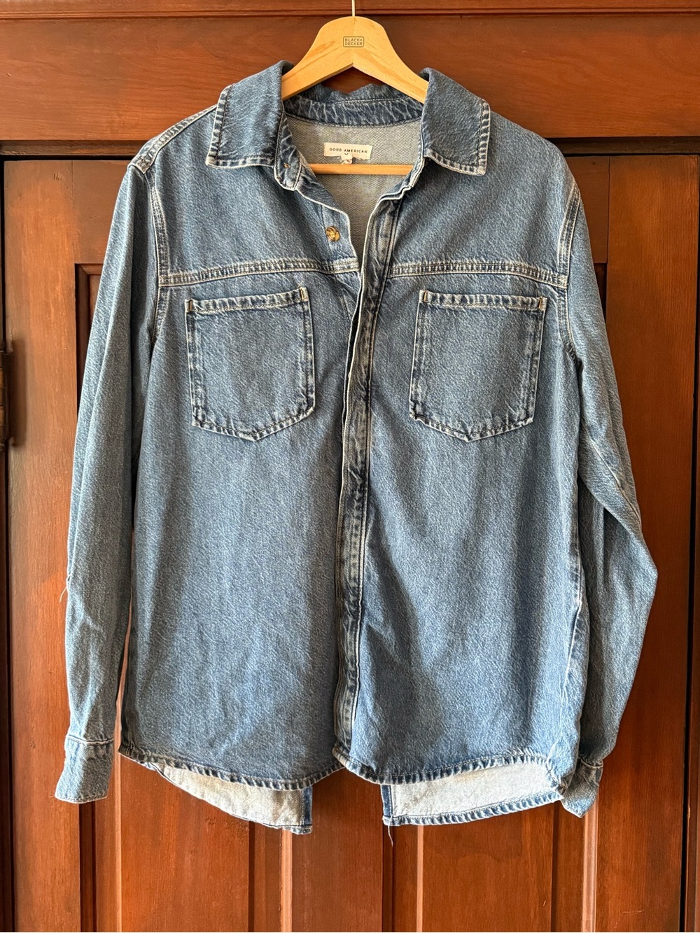 Good American Light Blue Denim Shirt Jacket